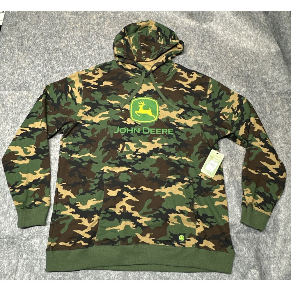 John Deere Hoodie Mens Small Core Camo Logo Sweatshirt NWT Outdoor Hunting(2W-12